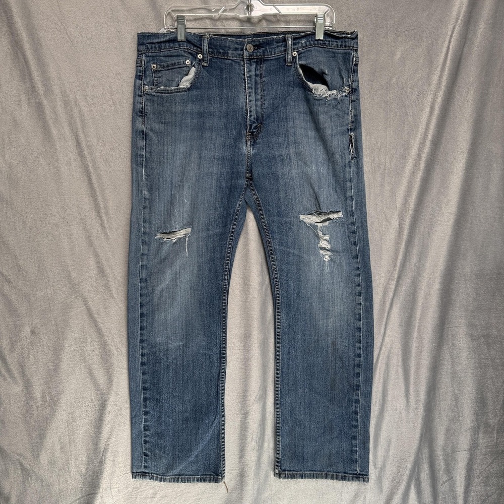 Levis 559 Jeans Mens 36x30 Blue Medium‎ Wash Relaxed Straight Distressed Denim